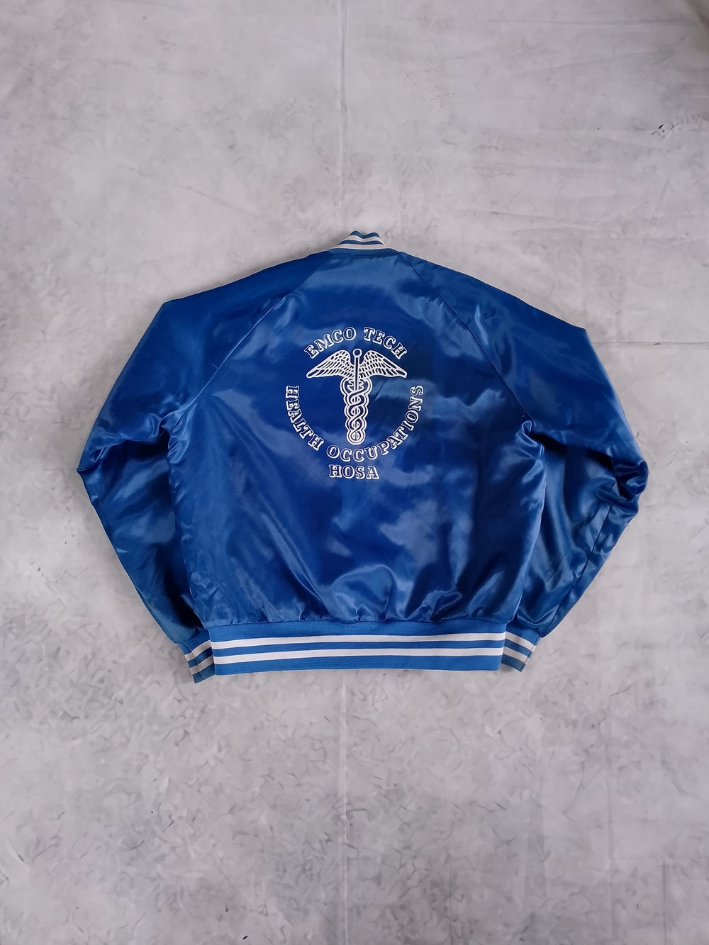 Vintage HOSA Health Occupations EMCO TECH Satin Bomber Jacket - Blue