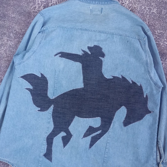 Vintage 90s Cowboy on Horse Silhouette Patch Custom Jacket by DALLAS FABRICS