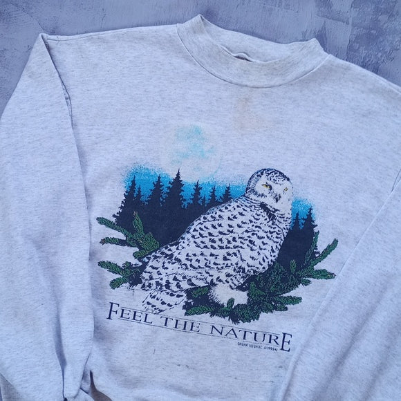 VINTAGE 1995 Owl Feel The Nature Crewneck Sweater