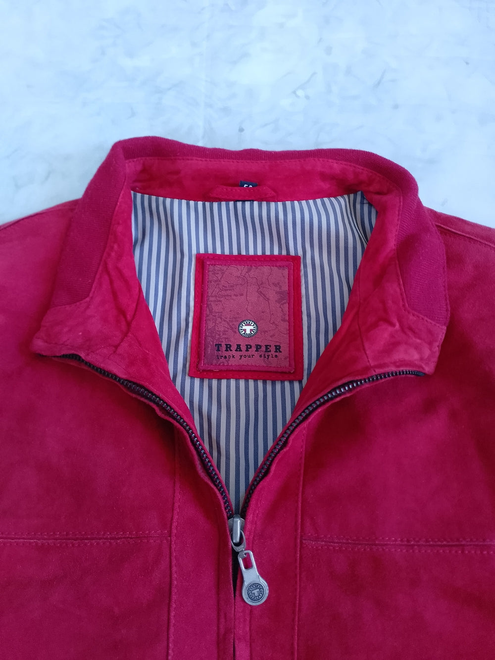 TRAPPER Brand Red Men's GOAT Suede Zip-Up Jacket