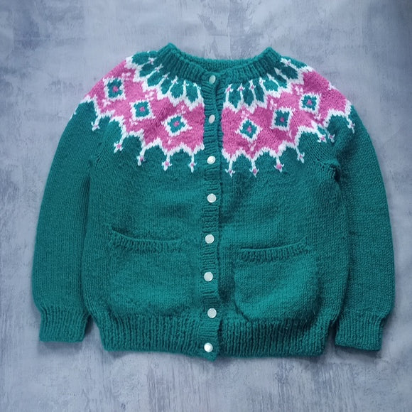 Vintage Nordic Hand Knitted Grandma Style Button-Up Sweater UNISEX