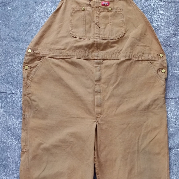 Dickies Brown Denim Overalls WORKWEAR UNISEX WIDE W216490