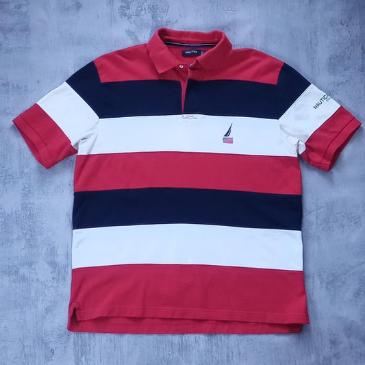 Nautica US1983 SAIL Essential Striped Polo T-Shirt