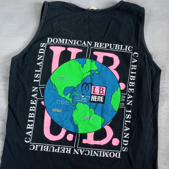 Vintage 90s Dominican Republic Caribbean islands I .B Here Muscle Shirt Single S