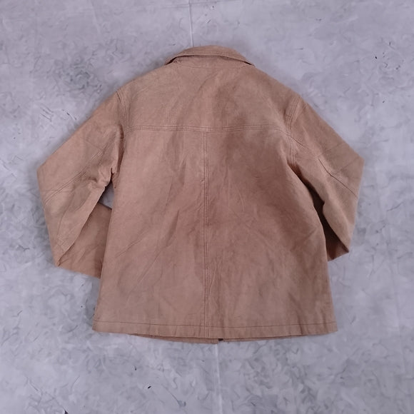 Suede Zip-Front Jacket in Tan Cleo Leather