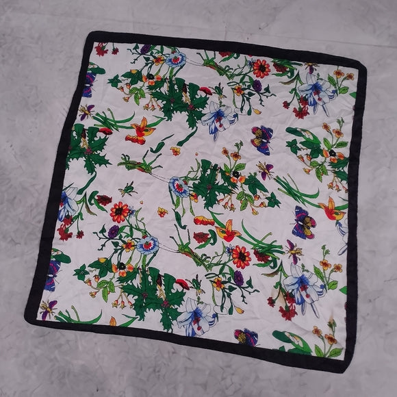 Floral Print Scarf with Black Border