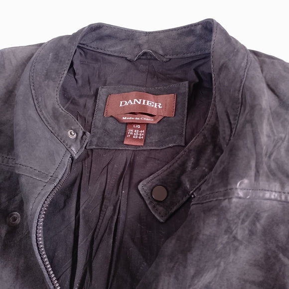 Danier Black Leather Zip-Front Jacket UNISEX