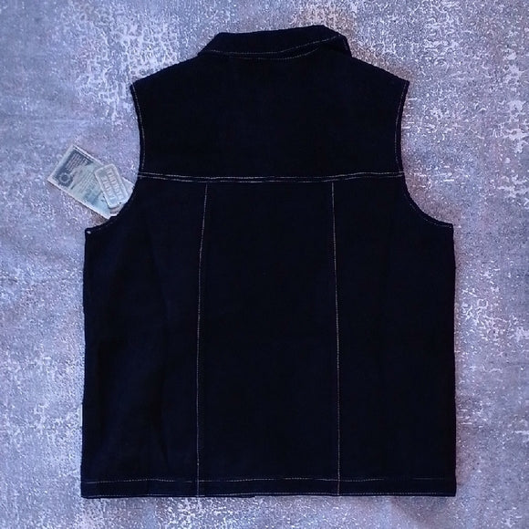 SKOTTS SUEDE WASH &amp; WEAR LEATHER BLACK VEST