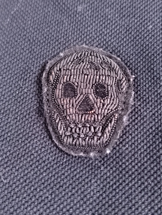 Alexander McQueen Black Polo Shirt with Skull Embroidery