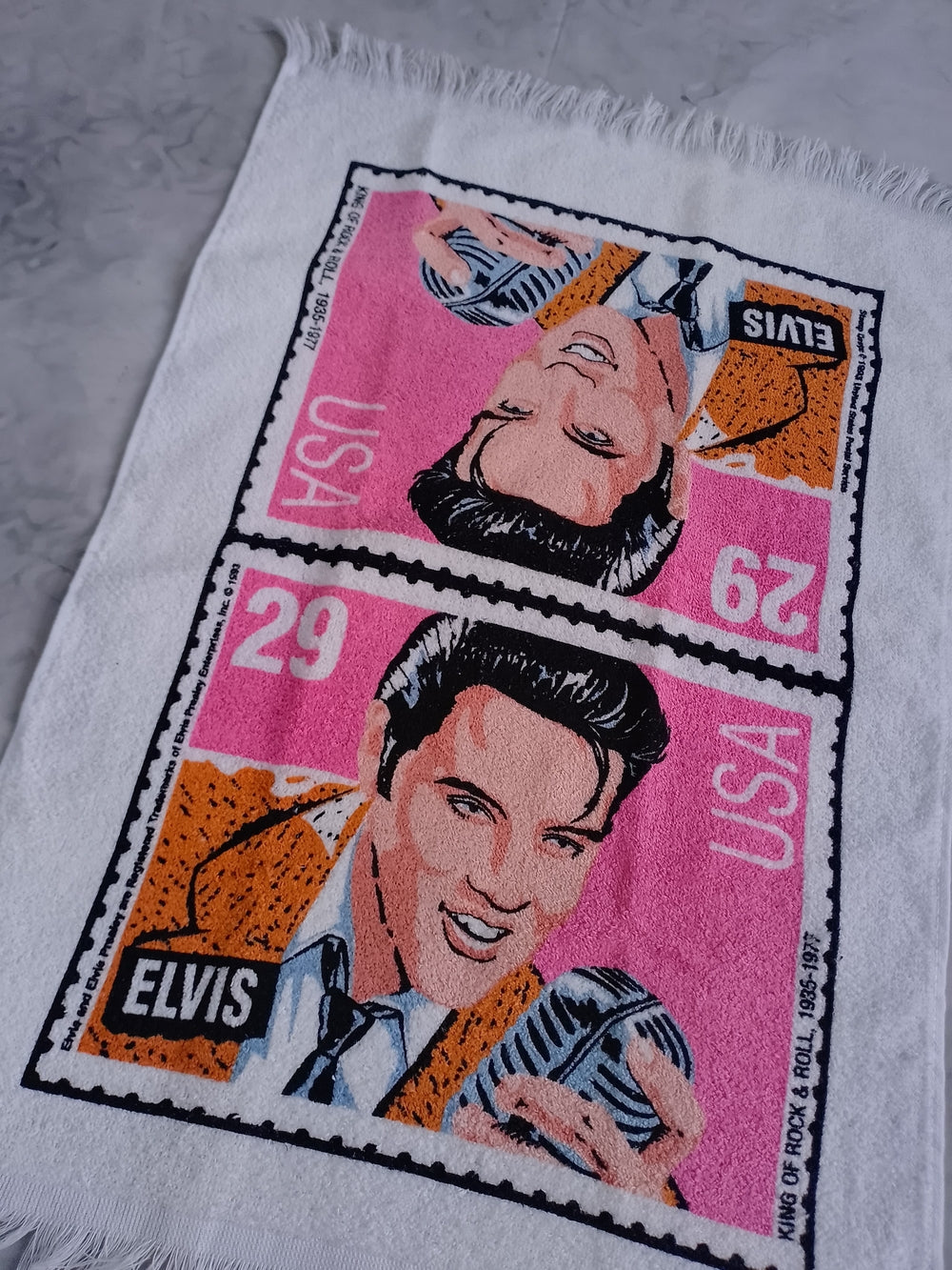 Vintage 1993 Elvis Presley Stamp Design Dishtowel NWOT USA Made
