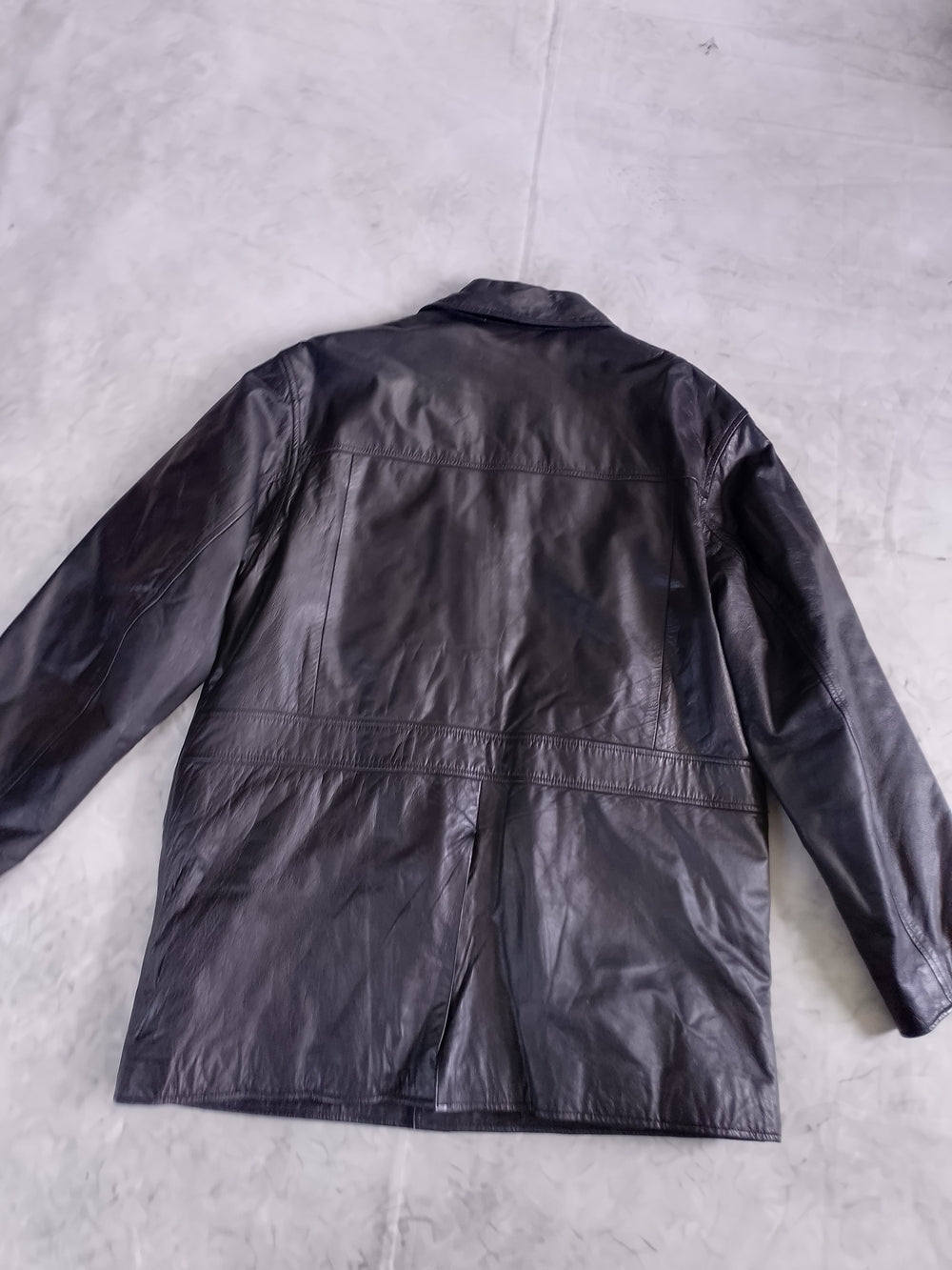 Vintage 90s Men's Black Leather Button-Front Jacket UNISEX R&R