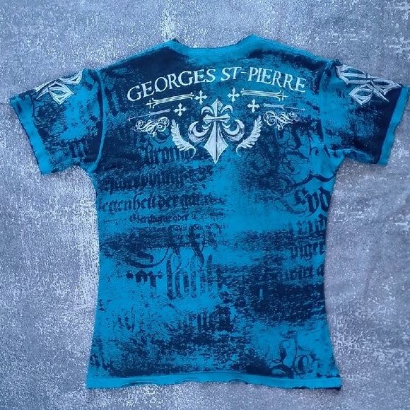 George St.Pierre Affliction Tee - Navy and Red RUSH REVERSIBLE