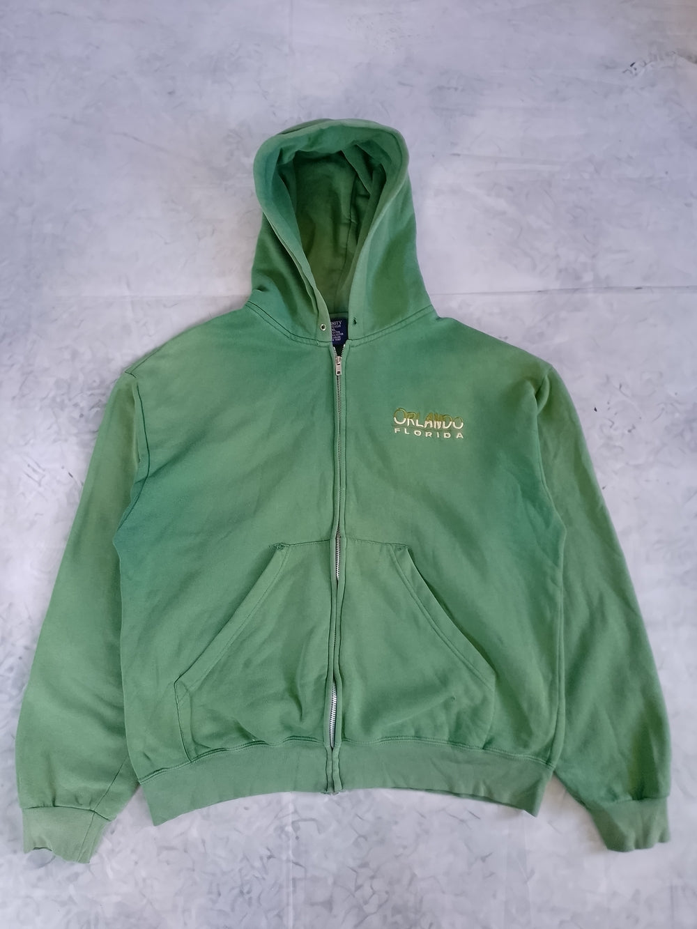 Vintage FADED Orlando Florida Green Zip-Up Hoodie