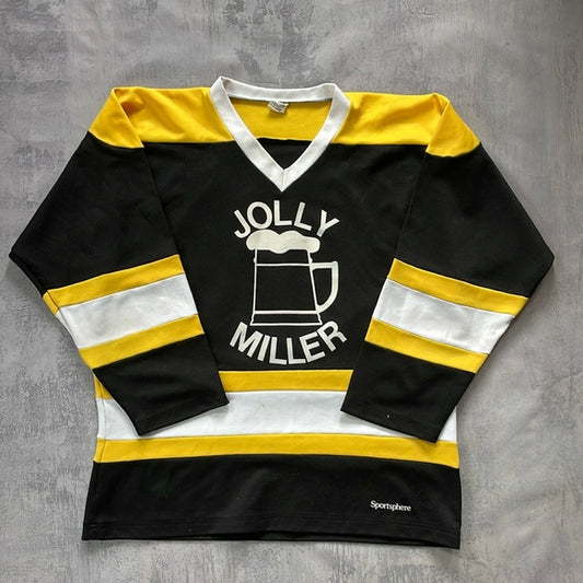 Vintage 90s Jolly Miller Beer Mug Hockey Jersey