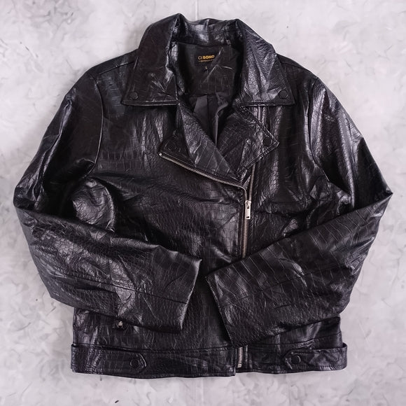 Faux Snakeskin Leather Motorcycle Jacket
