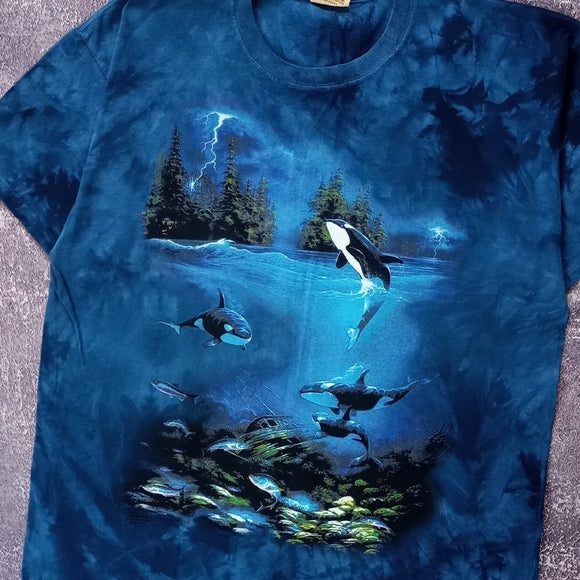Vintage 1999 The Mountain Swiming Orcas Victoira Canda Tie Dye T-Shirt