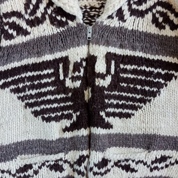 Vintage Genuine Cowichan Indian Sweater Hills Indian Crafts Wool Sweater Jacket