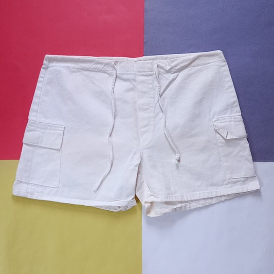 Vintage 90s Canvas Style Cargo Pockets Jean Shorts