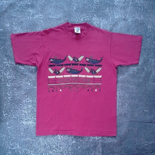 VINTAGE 90s Vancouver Canada Native/Indigenous Striped T-Shirt SINGLE STITCH