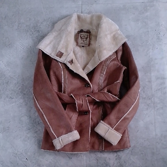 Women's Tan Jacket with Cream Accents Point Zero Nicole Benisti