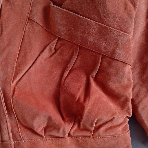 Vintage 80s Leather Sherpa Lined Jacket Shearling Collar