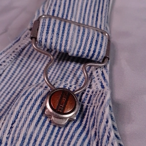 Vintage 1996 Bluenotes Train Conductor Railroad Striped Demim Overalls Workwear