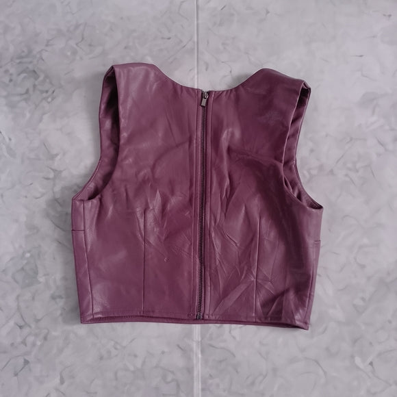GARAGE Faux Leather Purple Crop Top