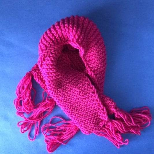 NWOT Vintage Hand-Knitted Made-in-Canada Colourful Pink Warm Scarf