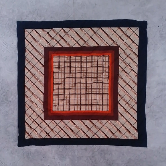 Vintage Striped Silk Square Scarf – Brown, Black & Tan – 25”