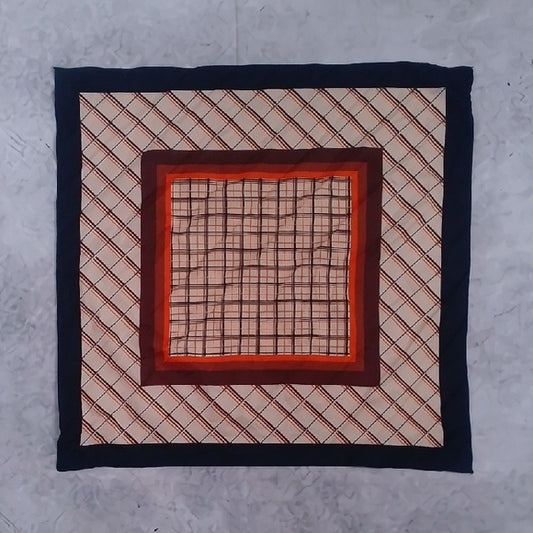 Vintage Striped Silk Square Scarf – Brown, Black & Tan – 25”