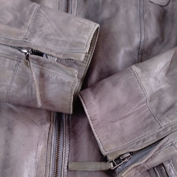 SHEEP NAPPA LEATHER JACKET GREY FAVOURITES YESSICA