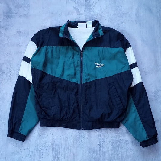 VINTAGE 90s Reebok Big Logo Colour block Windbreaker Jacket
