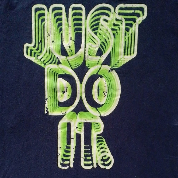 Nike JUST DO IT Dark Blue Tee with Neon Green Graphic