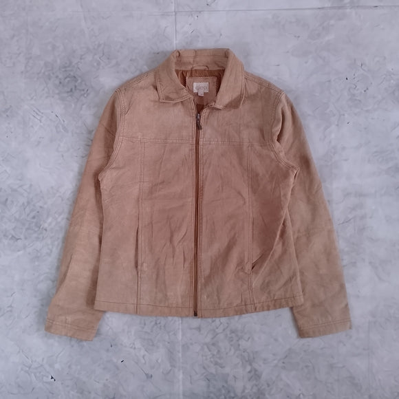 Suede Zip-Front Jacket in Tan Cleo Leather