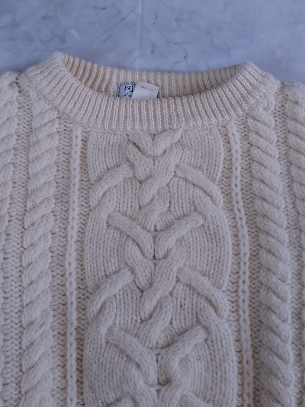 Vintage BROGUE Cream Cable Knit Sweater