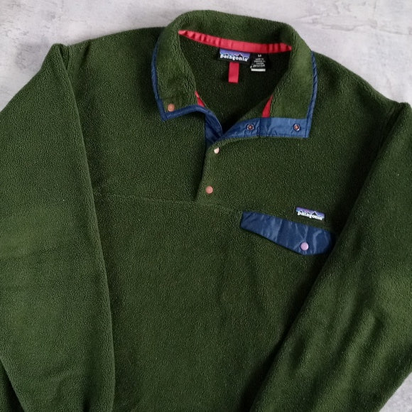 Vintage Patagonia Pullover Sweater Green. Blue Trim UNISEX