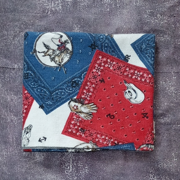 Vintage Cowboy Camp Blanket Beacon Wild West Red White And Blue