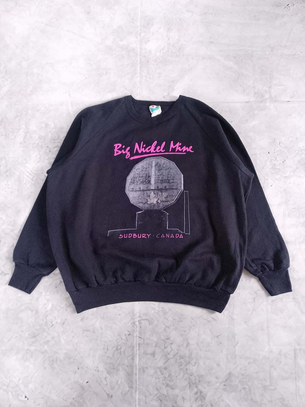 Vintage 90s Big Nickel Mine Sudbury Canada Black Crewneck Sweatshirt