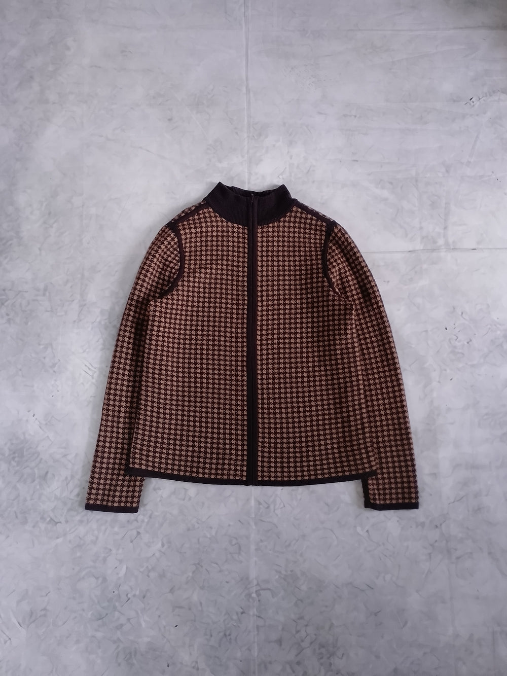 Pendleton Houndstooth Zip Up Jacket Wool