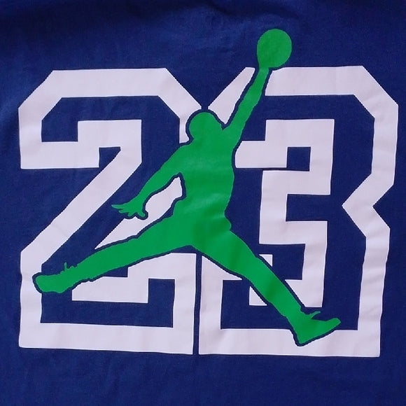 Blue T-Shirt with Green Graphic